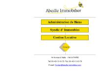 ABEILLE IMMOBILIER : Administration de biens, Syndic, Gerance Locative - 75013 PARIS ABEILLE IMMOBILIER : Administration de biens, Syndic, Gerance Locative - 75013 PARIS