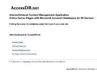 AccessDB.net: Internet/Intranet Content Management Application AccessDB.net: Internet/Intranet Content Management Application