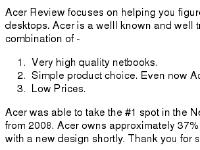 Acer Review - Acer Netbook Review, Laptop Review, Desktop Review