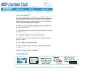 Welcome to ACP Journal Club Welcome to ACP Journal Club