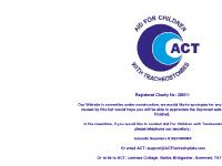 ACT - Aid for Children with Tracheostomies ACT - Aid for Children with Tracheostomies
