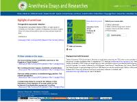 Anesthesia: Essays and Researches : Free full text articles from Anesth Essays Res