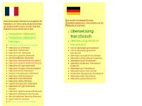 Traduction allemand- Französisch Übersetzung