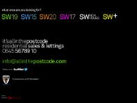 allinthepostcode. residential sales and letting. Home of SW15 and SW19 Estate Agents. 0845 56789 10 allinthepostcode. residential sales and letting. Home of SW15 and SW19 Estate Agents. 0845 56789 10