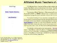 Affiliated Music Teachers of Albuquerque: Directory of studios with lessons for piano, flute, guitar, violin and voice. Affiliated Music Teachers of Albuquerque: Directory of studios with lessons for piano, flute, guitar, violin and voice.