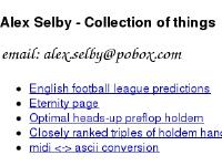 archduke.org English football league predictions, Eternity page, Optimal heads-up preflop holdem archduke.org English football league predictions, Eternity page, Optimal heads-up preflop holdem
