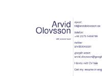 Arvid Olovsson Arvid Olovsson