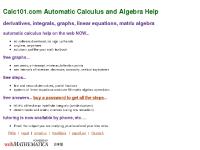 Calc101.com Automatic Calculus, Linear Algebra, and Polynomials