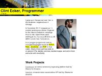 How to find out more about Clint Ecker - Programmer How to find out more about Clint Ecker - Programmer