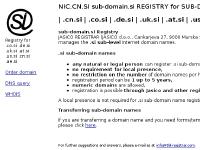 NIC.CN.SI sub-domain.si Registry for .co.si .de.si .uk.si .at.si .us.si .cn.si .ae.si Domain names NIC.CN.SI sub-domain.si Registry for .co.si .de.si .uk.si .at.si .us.si .cn.si .ae.si Domain names