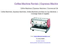 Coffee Machine Rentals, Short Term Expresso Machine Hire, Rent Commercial Espresso Machine