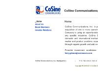 Welcome to CoSine Communications! Welcome to CoSine Communications!