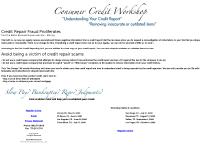 Consumer Credit Workshop Consumer Credit Workshop