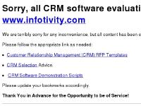 Workflow Checklist, CRM Software Selection, RFP Techniques & Standards, Software Selection Steps  Workflow Checklist, CRM Software Selection, RFP Techniques & Standards, Software Selection Steps