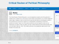 Critical Review of Political Philosophy Critical Review of Political Philosophy