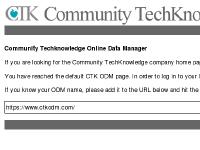 Community Techknowledge Community Techknowledge