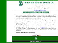 Echoing Green Press - Publishers - Fish Hoek, Western Cape, South Africa (formerly of Empangeni) Echoing Green Press - Publishers - Fish Hoek, Western Cape, South Africa (formerly of Empangeni)