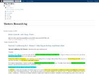 Masters: Research log Masters: Research log