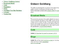 Gideon Goldberg: CV, Broadcast Media and Code