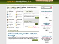 Find wedding planners, banquet halls, Caterers, florist, Photographers, Bridal Makeup, Honeymoon travel, Astrologers, wedding invitation, bride groom fashion wear in Hyderabad