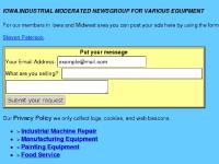 Iowa Industrial Moderated Newsgroup For Surplus Equipment
