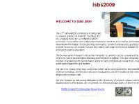 27th ISBS Conference 2009 27th ISBS Conference 2009