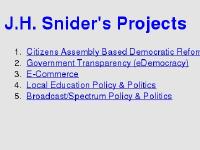 J.H. Snider's Projects J.H. Snider's Projects