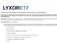 Disclaimer - Lyxor ETF SE