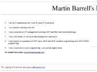 Martin Barrell's Home Page Martin Barrell's Home Page