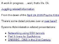 meadow.net Networking using SSH tunnels, Perl 1-liners for SysAdmins, DNSSEC - DNS in the 21st Century