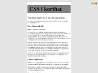 CSS i korthet CSS i korthet