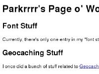 Parkrrrr's Page o' Wonders Parkrrrr's Page o' Wonders