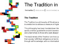 The Tradition: An ancient philosophy of self-knowledge, preserved until modern times through a single, authoritative source
