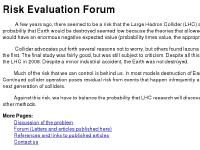Risk Evaluation Forum