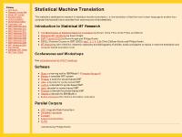 statmt.org SMT Book, Moses MT System, Europarl Corpus statmt.org SMT Book, Moses MT System, Europarl Corpus