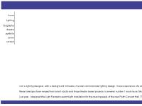 sxw.org.uk Lighting, Biography, Theatre