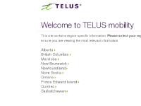 Select your province | TELUS Mobility Select your province | TELUS Mobility