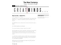 The New Currency | "Change…At the Speed of Thought" The New Currency | "Change…At the Speed of Thought"