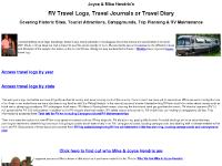 Joyce & Mike Hendrix's RV Travel Logs, Travel Journals or Travel Diary Joyce & Mike Hendrix's RV Travel Logs, Travel Journals or Travel Diary