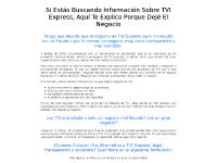 TVI express hispano, porque dejemos el negocio... TVI express hispano, porque dejemos el negocio...