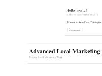 Advanced Local Marketing — Making Local Marketing Work